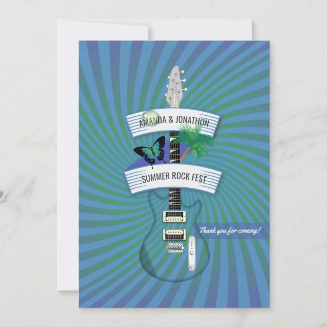 Carte De Remerciements Mariage Festival de Rock d'Été (Devant)
