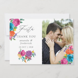 Carte De Remerciements Mariage Fête Florale Aquarelle Photo