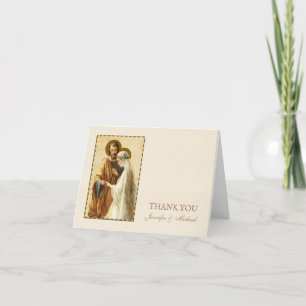 Carte De Remerciements Mariage Fiançailles mariée Groom Religion Catholiq