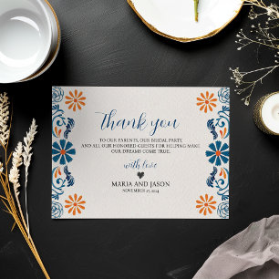 Carte De Remerciements Mariage Fiesta mexicain bleu orange floral élégant