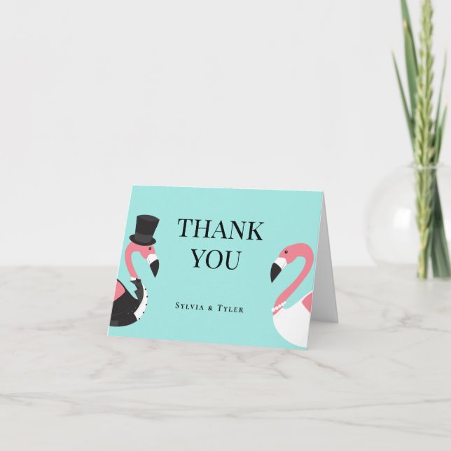 Carte De Remerciements Mariage Flamant rose (Devant)