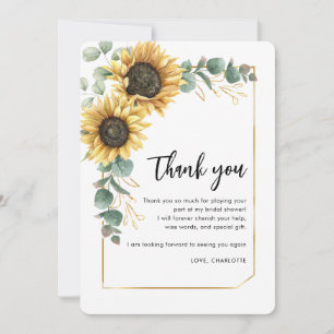 Carte De Remerciements Mariage Fleur de Tournesol Script