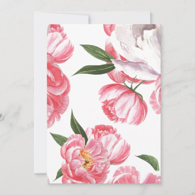 Carte De Remerciements Mariage Fleur Rose (Devant)