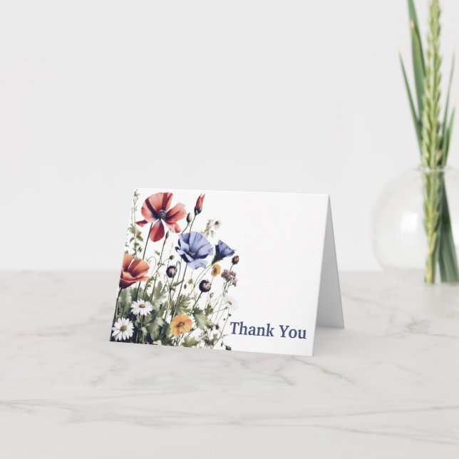 Carte De Remerciements Mariage fleur sauvage (Devant)
