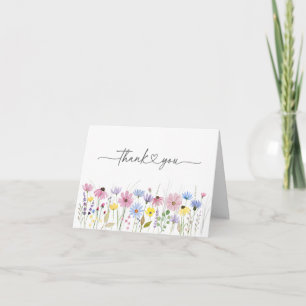 Carte De Remerciements Mariage Fleur sauvage de jardin boho romantique