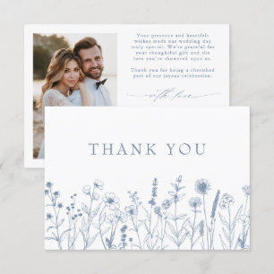 Carte De Remerciements Mariage Fleur sauvage de périphérique minimaliste 