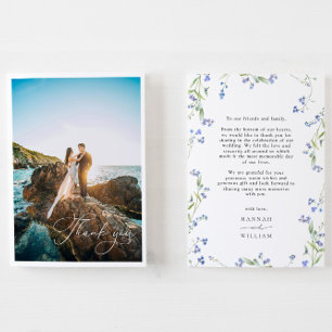 Carte De Remerciements Mariage Fleur sauvage Floral Bleu