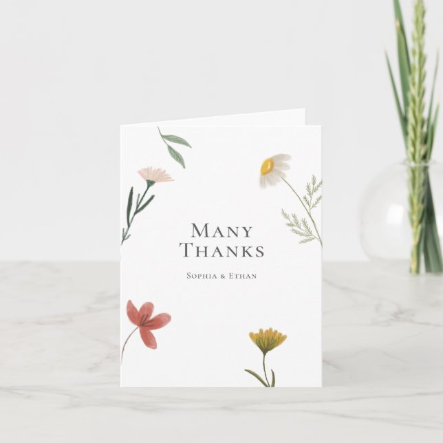 Carte De Remerciements Mariage Fleur sauvage Leander (Devant)