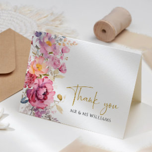 Carte De Remerciements Mariage Fleur sauvage pourpre