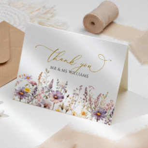 Carte De Remerciements Mariage Fleur sauvage pourpre