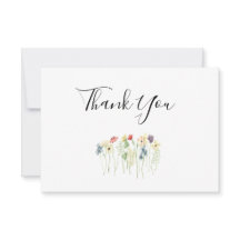Carte de remerciements Mariage Fleur sauvage simpl