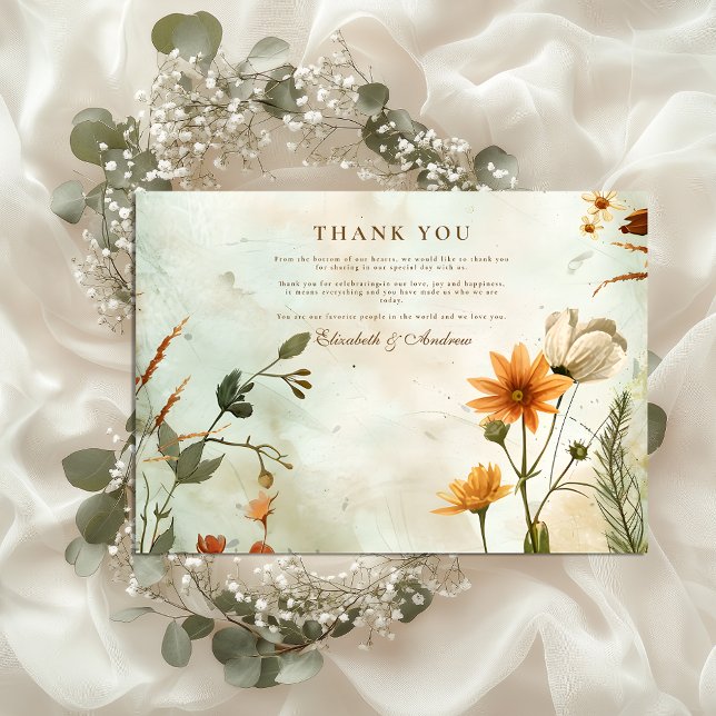 Carte De Remerciements Mariage Fleur sauvage Sunset Meadow (Créateur téléchargé)