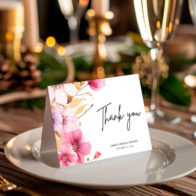 Carte De Remerciements Mariage Fleurissant Shower de Mariée (Créateur téléchargé)