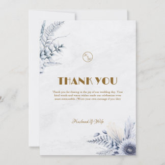 Carte De Remerciements Mariage Fleurs Bleues Simples Personnalisées