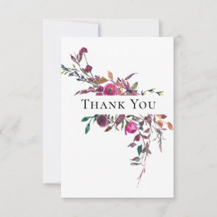 Carte De Remerciements Mariage Fleurs De Aquarelle Violettes Et Roses De