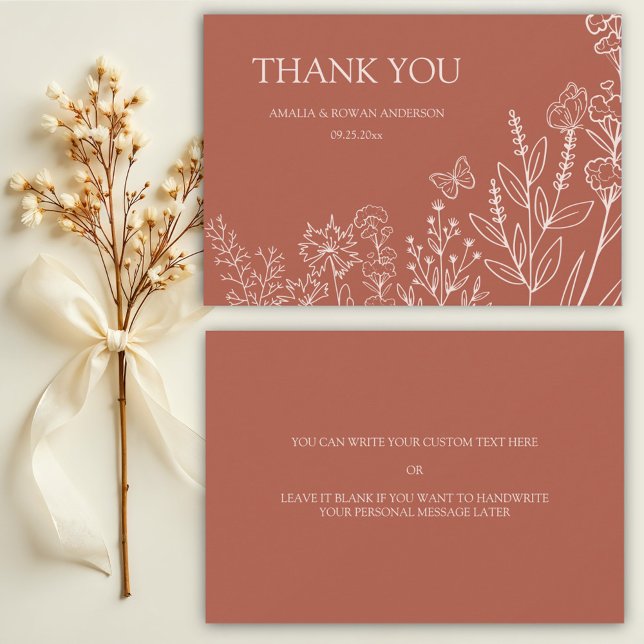 Carte de remerciements mariage Fleurs de prairie (Créateur téléchargé)