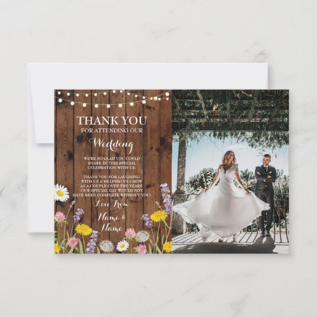 Carte de remerciements Mariage Fleurs sauvages Pic (Devant)