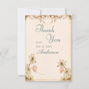 Carte de remerciements Mariage Fleurs vintages