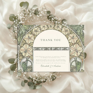 Carte De Remerciements Mariage Floral Art Nouveau Verdure