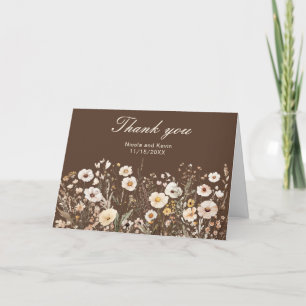 Carte De Remerciements Mariage Floral Automnal de Fleur Sauvage