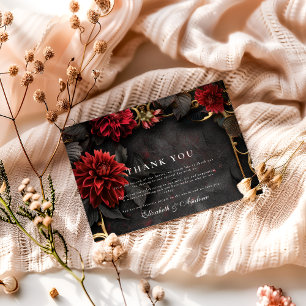 Carte De Remerciements Mariage floral baroque foncé