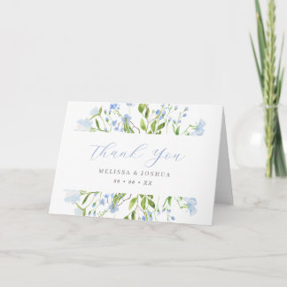 Carte De Remerciements Mariage floral bleu clair