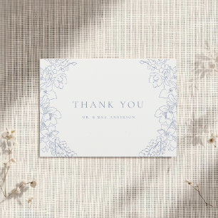 Carte De Remerciements Mariage floral bleu délicat