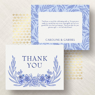 Carte De Remerciements Mariage Floral bleu français