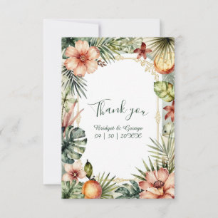 Carte De Remerciements Mariage floral bohème tropical Hawaïen 