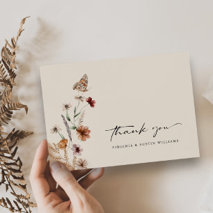 Carte De Remerciements Mariage Floral Boho