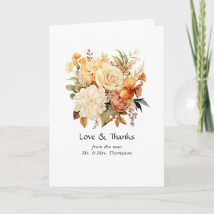 Carte De Remerciements Mariage floral Champagne et ivoire