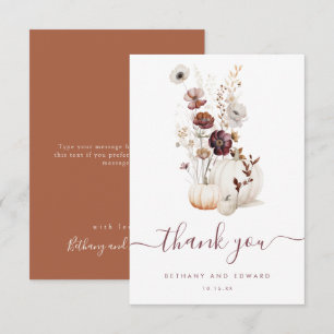 Carte De Remerciements Mariage floral d'automne lunaire