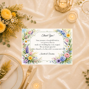Carte De Remerciements Mariage Floral de Jardin Pastel Fantaisiste