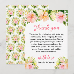 Carte De Remerciements Mariage Floral de la Jungle Tropicale