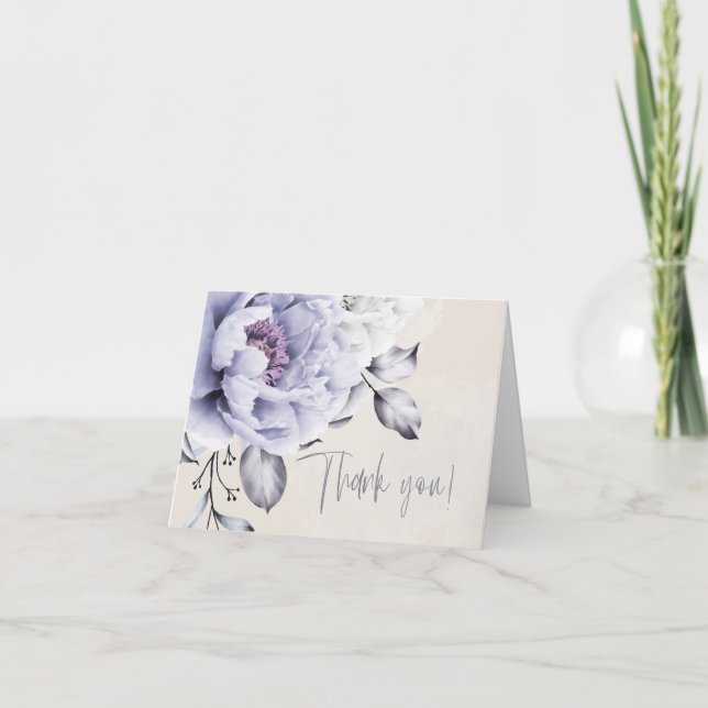 Carte De Remerciements Mariage | Floral de Lilac rustique et d'Albâtre (Devant)