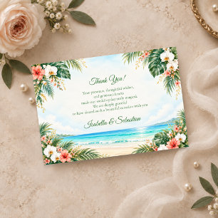 Carte De Remerciements Mariage Floral de Plage Tropicale