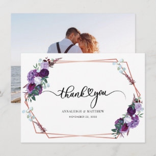 Carte De Remerciements Mariage floral de script photo