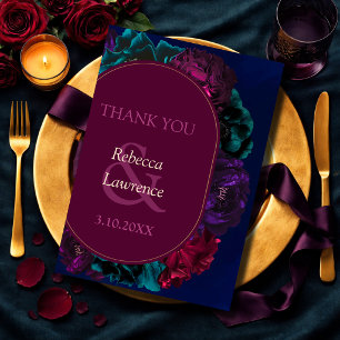 Carte De Remerciements Mariage floral de teinte de bijou