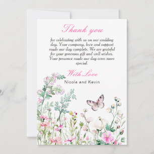 Carte De Remerciements Mariage floral du papillon vert du printemps
