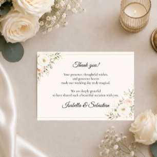 Carte De Remerciements Mariage Floral Élégant