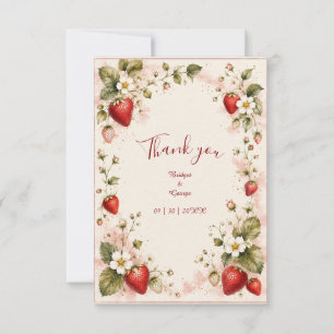 Carte De Remerciements Mariage floral élégant cottagecore teinté de baie