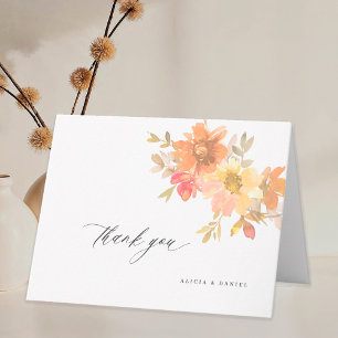 Carte De Remerciements Mariage floral élégant non photo