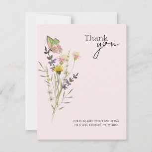 Carte De Remerciements Mariage Floral Fleur de Champ Simple Moderne