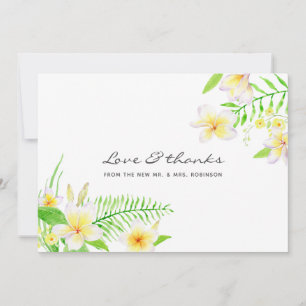 Carte De Remerciements Mariage floral frangipanier aquarelle exotique