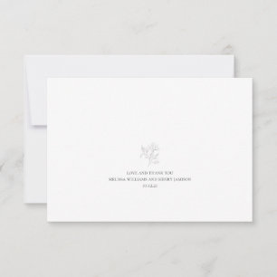 Carte De Remerciements Mariage floral gris et blanc simple