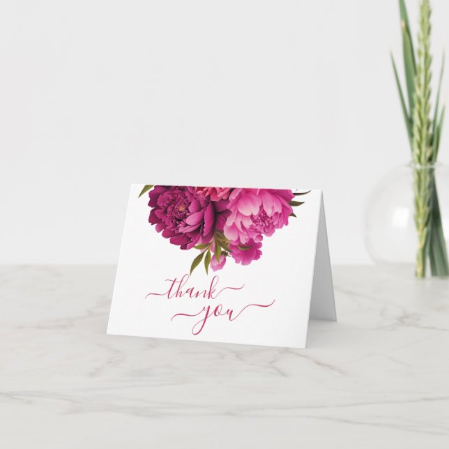Carte De Remerciements Mariage floral Magenta Peony (Devant)