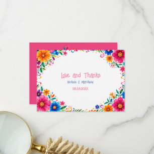 Carte De Remerciements Mariage Floral Mexicain Coloré