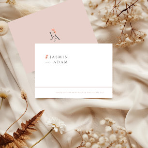 Carte De Remerciements Mariage Floral Minimaliste Élégant Rose