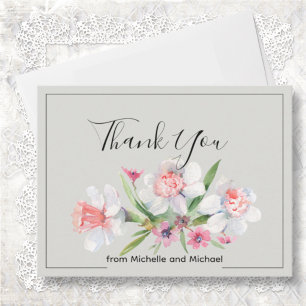 Carte De Remerciements Mariage Floral Narcisse Blanc