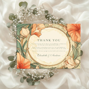 Carte De Remerciements Mariage floral orange brûlé